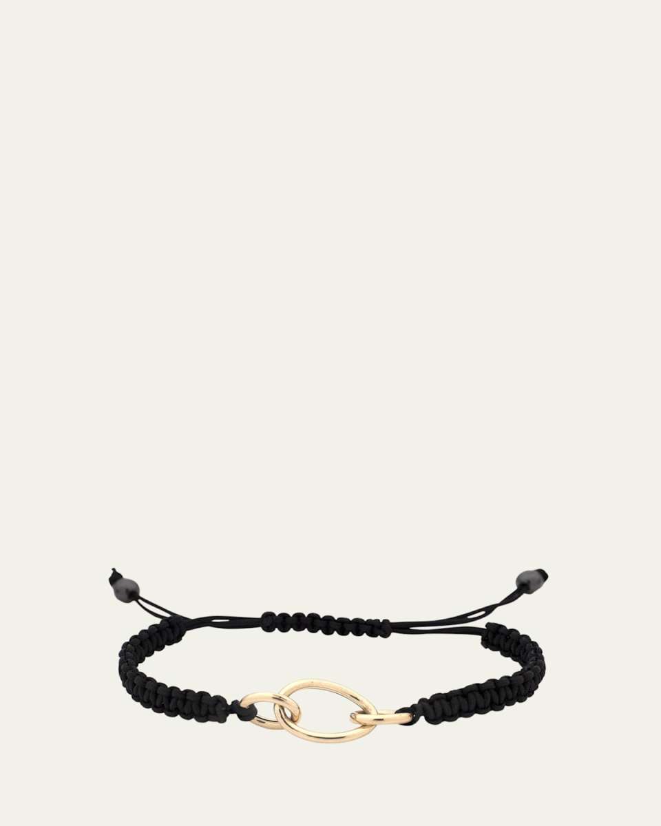 Nodi 18K Yellow Gold Triple Loop Macrame Bracelet, Black
